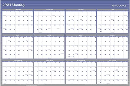 Photo 1 of AT-A-GLANCE 2023 Erasable Calendar, Dry Erase Wall Planner, 48" x 32", Jumbo, Vertical/Horizontal, Reversible, Blue (A1152)
