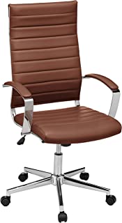 Photo 1 of (MISSING HARDWARE/MANUAL) Amazon Basics High-Back Executive Swivel Office Desk Chair with Ribbed Puresoft Upholstery - Brick Red, Lumbar Support, Modern Style