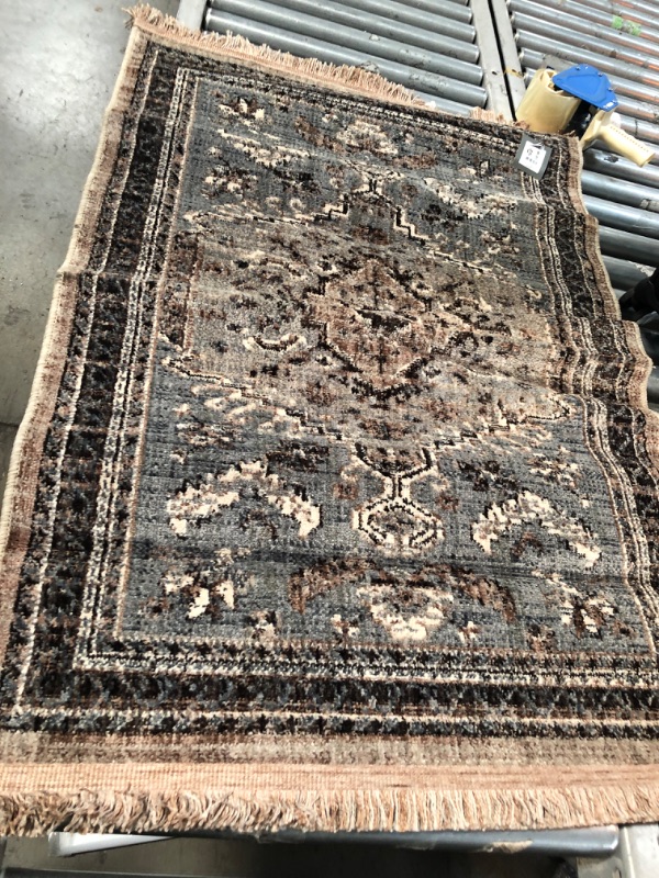 Photo 2 of 2'5x3'8 Floral Woven Rug Gray - Threshold
