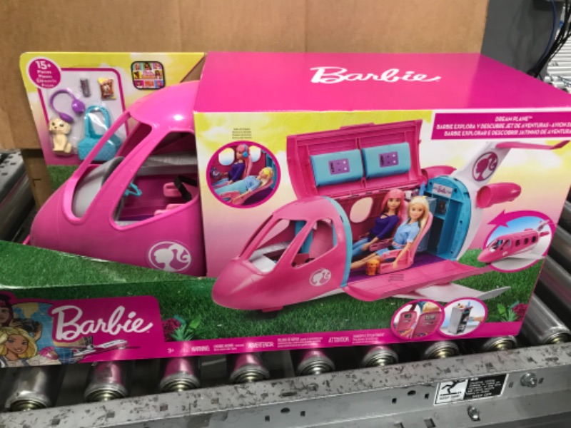 Photo 2 of Barbie Dreamplane Airplane Toys Playset with 15+ Accessories Including Puppy, Snack Cart, Reclining Seats and More Standard