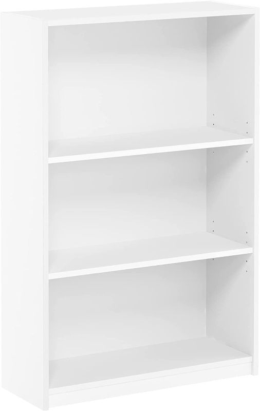 Photo 1 of 3-Tier Adjustable Shelf Bookcase, White