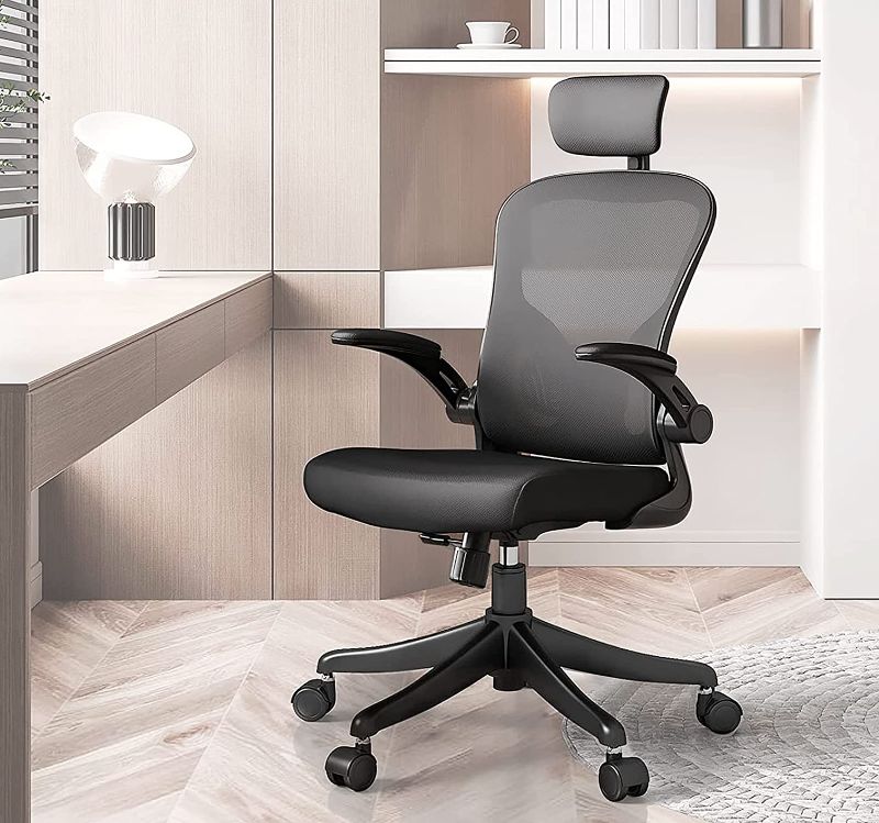 Photo 1 of NOXXON Ergonomic Office Chair,Office Chair,High Back Tilt Ergonomic Home Office Desk Chair Black Adjustable Height Computer Chair with Flip Up Arms & Headrest & Lumbar Support & Rolling Wheels
