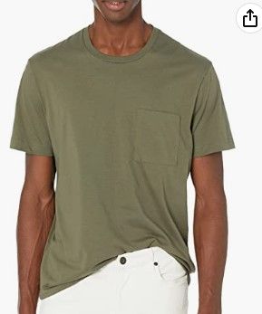 Photo 1 of Goodthreads Men's Short-Sleeve Crewneck Soft Cotton Pocket T-Shirt XXXLT Green colored.
