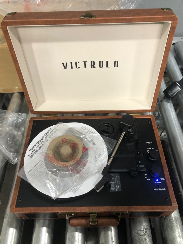Photo 1 of Victrola Vintage 3-Speed Bluetooth Portable Suitcase Record Player with Built-in Speakers | Upgraded Turntable Audio Sound| Includes Extra Stylus | Brown