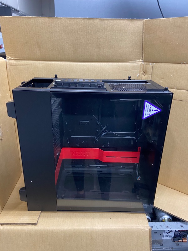 Photo 5 of NZXT H510 - CA-H510B-BR - Compact ATX Mid-Tower PC Gaming Case - Front I/O USB Type-C Port - Tempered Glass Side Panel - Cable Management System - Water-Cooling Ready - Black/Red Black/Red H510 Non i-Series Case