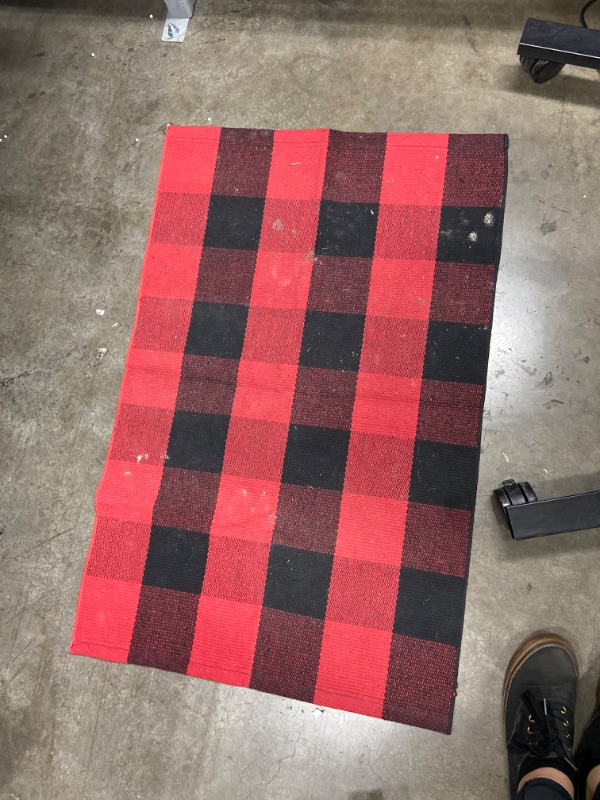 Photo 1 of 2' x 3' red and black floor mat 