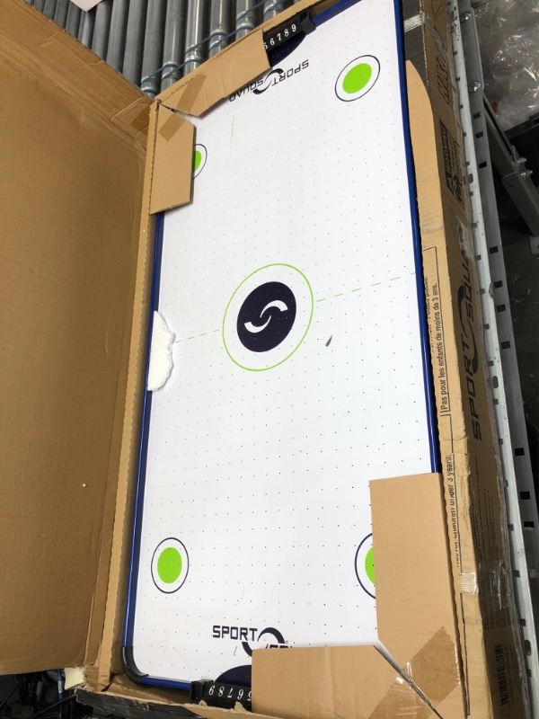 Photo 2 of *INCOMPLETE ***Sport Squad HX40 40 inch Table Top Air Hockey Table for Kids and Adults - Electric Motor Fan - Includes 2 Pushers and 2 Air Hockey Pucks - Great for Playing on The Floor, Tabletop, or Dorm Room Blue/Black