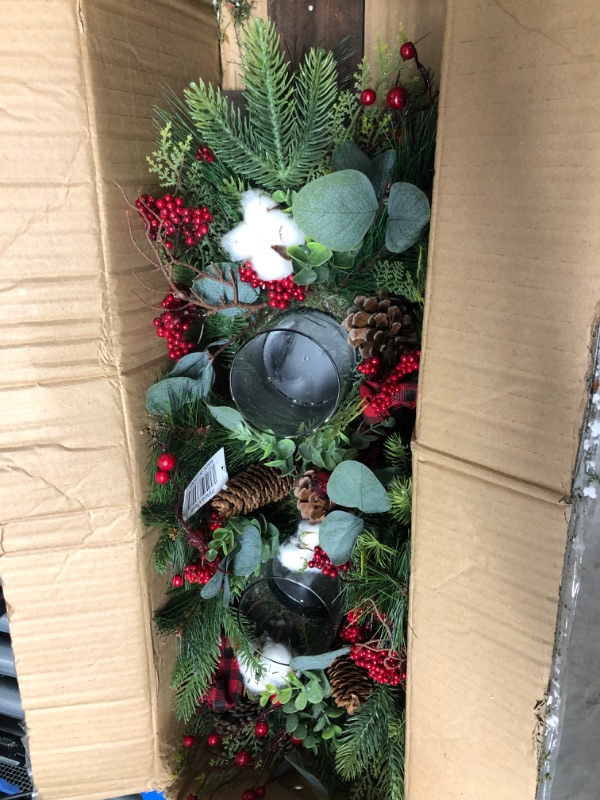 Photo 2 of 24" Holiday Berries, Pinecones & Eucalyptus Christmas Artificial Arrangement Cutting Board Wall Décor Or Table Arrangement A1845 By Nearly Natural