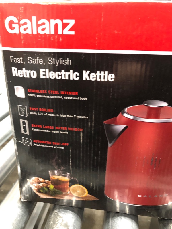 Photo 1 of 8-Cup Retro Red Corded Electric Kettle with Auto Shut Off