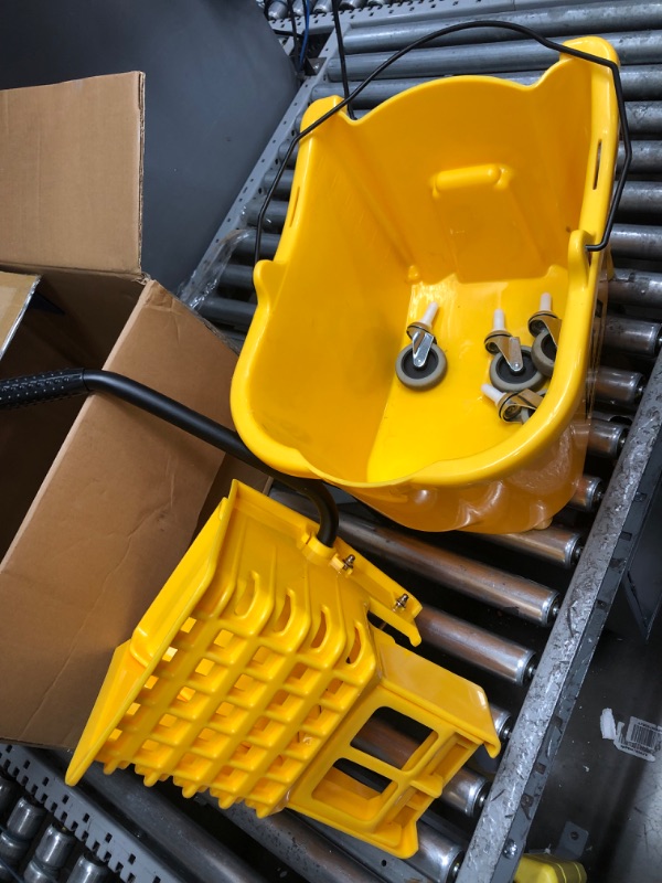 Photo 2 of Amazon Basics Side Press Wringer Combo Commercial Mop Bucket on Wheels, 35 Quart, Yellow