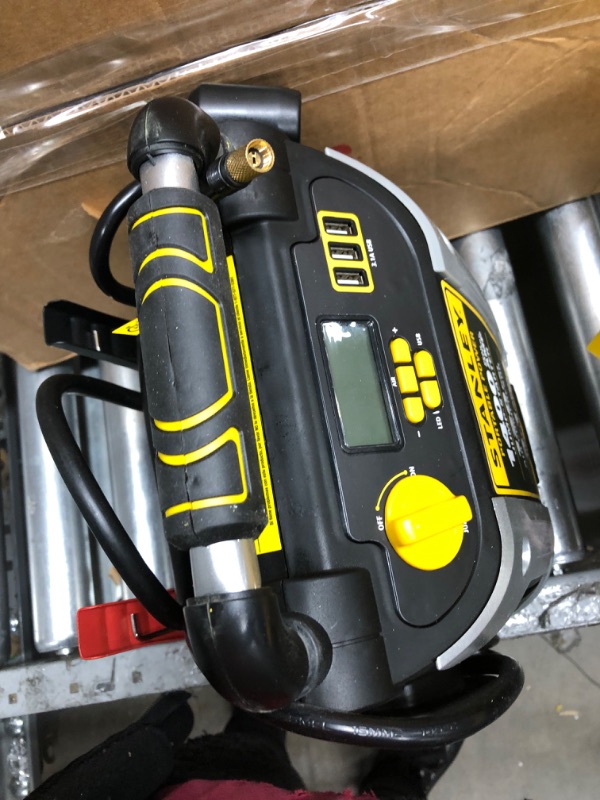 Photo 6 of STANLEY J7C09D Digital Portable Power Station Jump Starter: 1400/700 Instant Amps, 120 PSI Air Compressor, 3.1A USB Ports, Battery Clamps
