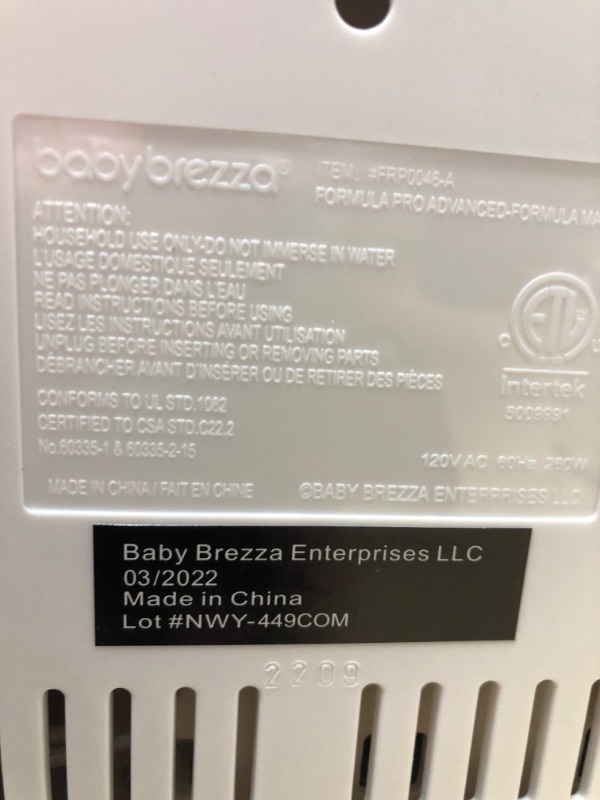 Photo 5 of Baby Brezza New and Improved Formula Pro Advanced Dispenser Machine TESTED AND FUNCTIONS