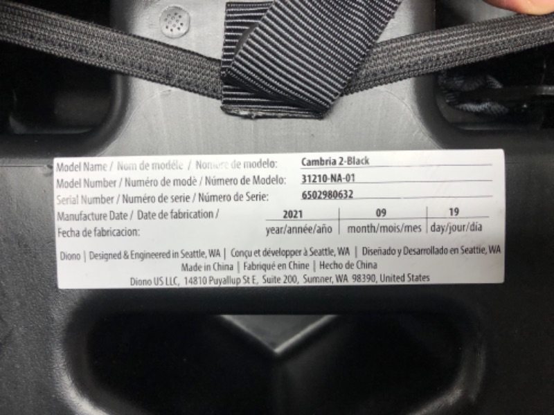 Photo 3 of Diono Cambria 2 XL 2022, Dual Latch Connectors, 2-in-1 Belt Positioning Booster Seat, High-Back to Backless Booster with Space and Room to Grow, 8 Years 1 Booster Seat, Black