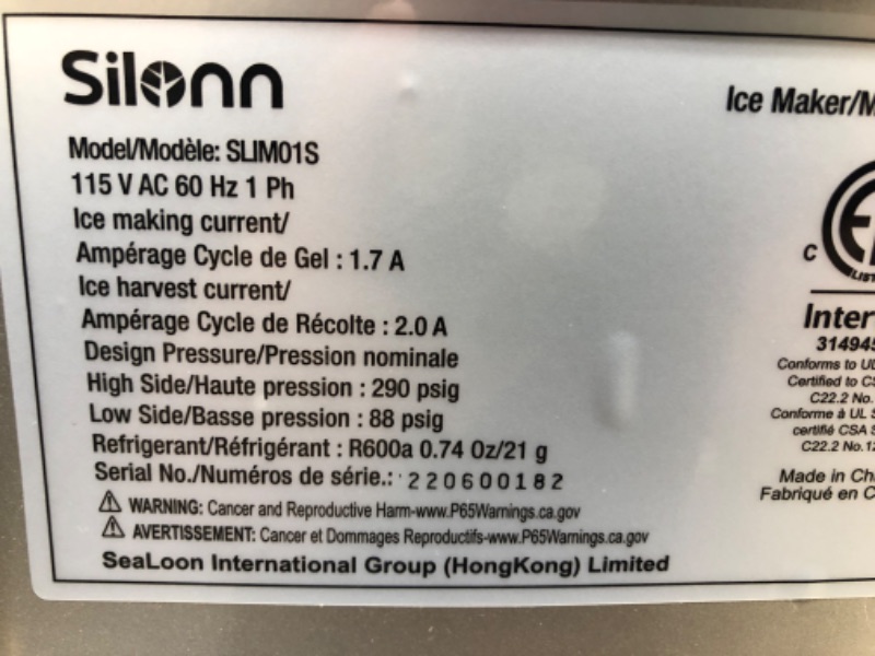 Photo 4 of Silonn Ice Makers Countertop, 9 Cubes Ready in 6 Mins, 26lbs in 24Hrs, Self-Cleaning Ice Machine with Ice Scoop and Basket, 2 Sizes of Bullet Ice for Home Kitchen Office Bar Party
