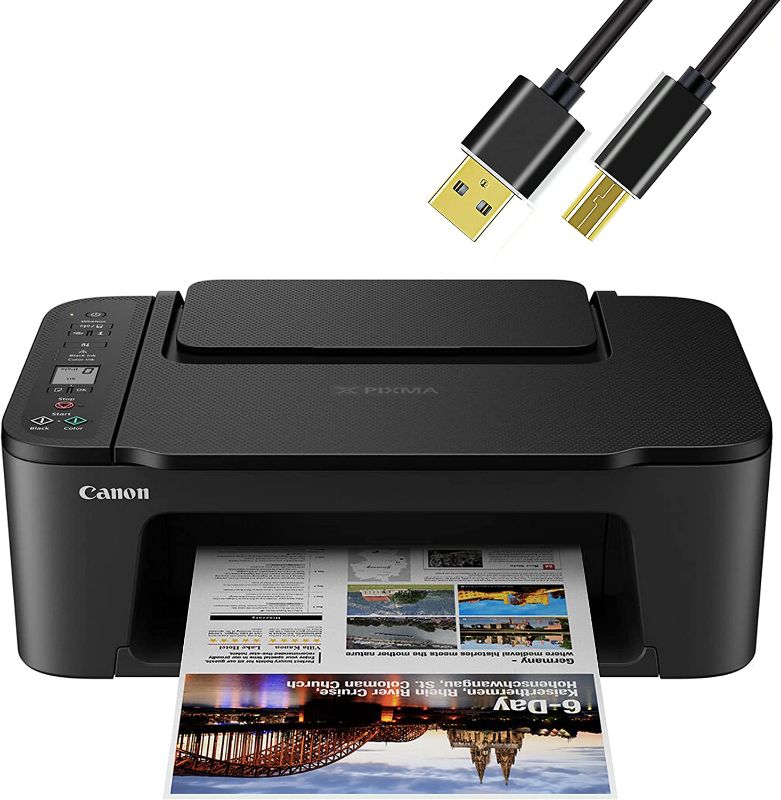 Photo 1 of Canon Wireless Inkjet All-in-One Printer with LCD Screen Print Scan and Copy, Built-in WiFi Wireless Printing from Android, Laptop, Tablet, and Smartphone with 6 Ft NeeGo Printer Cable - Black
