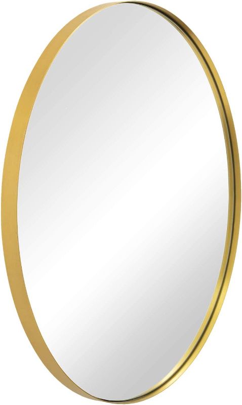 Photo 1 of  Gold Oval Wall Mirror for Bathroom, 24x36 Inch 100% Stainless Steel Mirror, Wall Mounted Mirror Hangs Vertical
**NOT PACKAGED** 