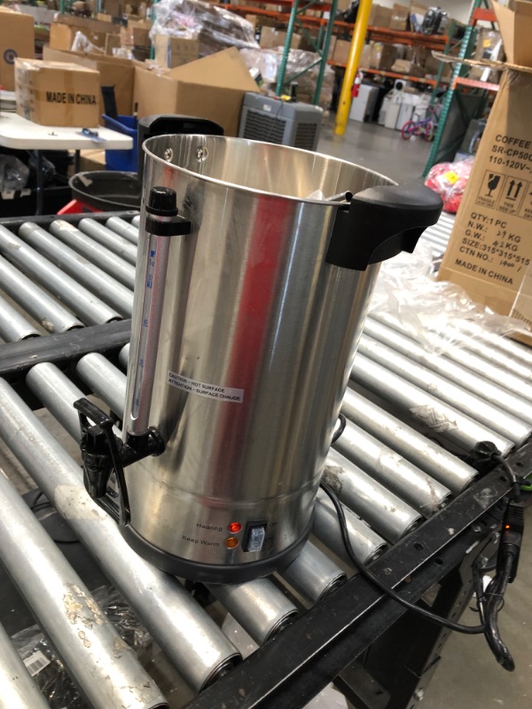 Photo 5 of **used**
SYBO 2022 UPGRADE SR-CP-50C Commercial Grade Stainless Steel Percolate Coffee Maker Hot Water Urn for Catering, 50-Cup 8 L, Metallic
