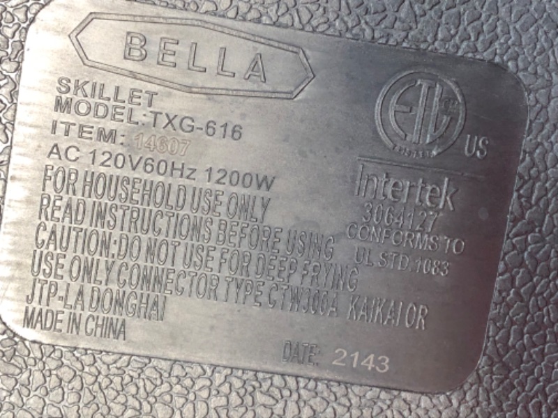 Photo 5 of **skillet only**missing parts**
Bella 12 x 12 inch Electric Skillet with Copper Titanium Coating,