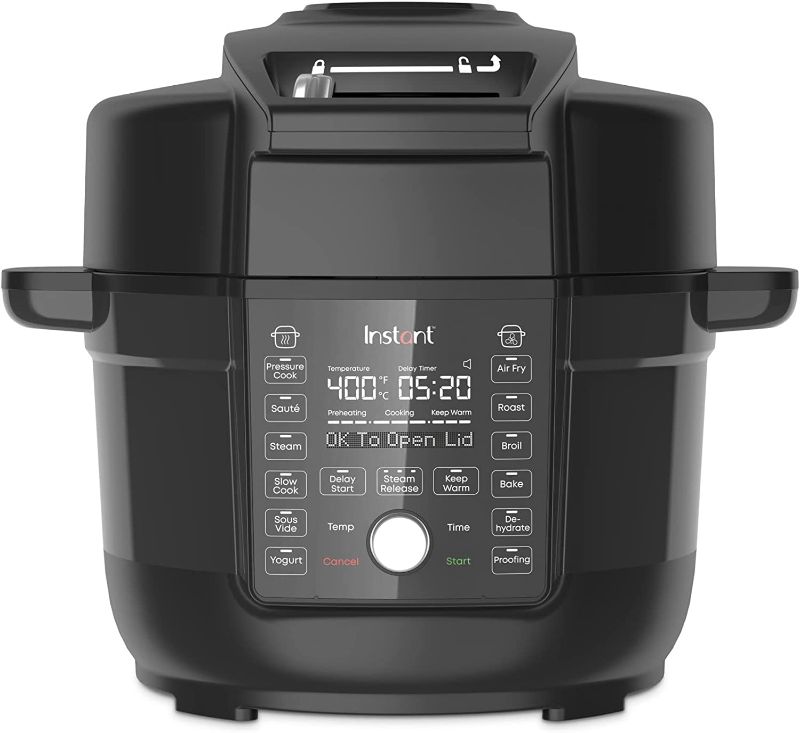 Photo 1 of **MAJOR DAMAGE-VIEW PHOTOS**
Instant Pot Duo Crisp Ultimate Lid, 13-in-1 Air Fryer and Pressure Cooker Combo, Sauté, Slow Cook, Bake, Steam, Warm, Roast, Dehydrate, Sous Vide, & Proof, App With Over 800 Recipes, 6.5 Quart