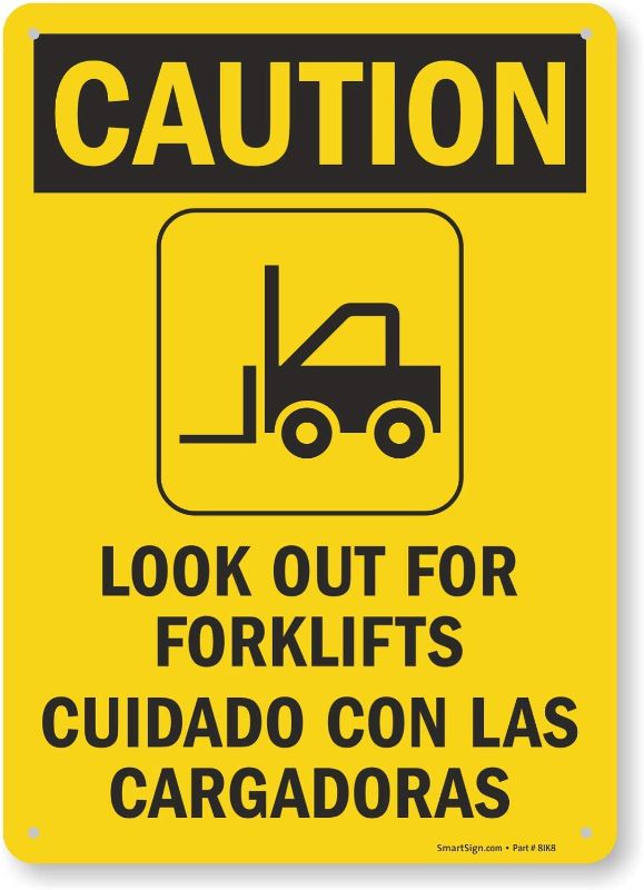 Photo 1 of  2 items 
SmartSign - S-8498-AL-14 "Caution - Look Out For Forklifts" Bilingual Sign | 10" x 14" Aluminum (x2)
