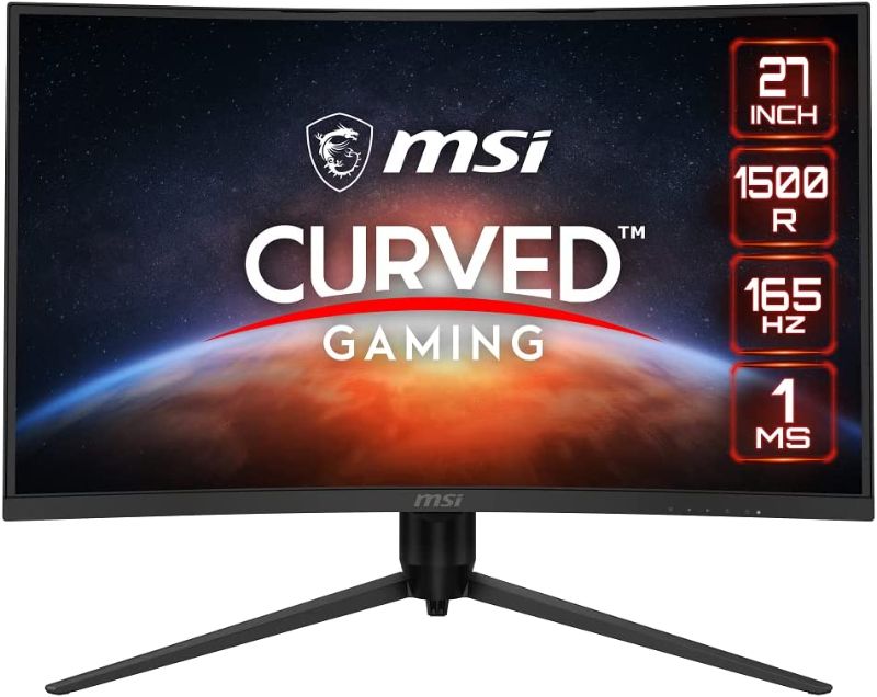 Photo 1 of MSI Full HD Non-Glare 1ms 2560 x 1440 165Hz Refresh Rate 2K Resolution Free Sync 27" Curved Gaming Monitor (Optix G27CQ4) - Black
