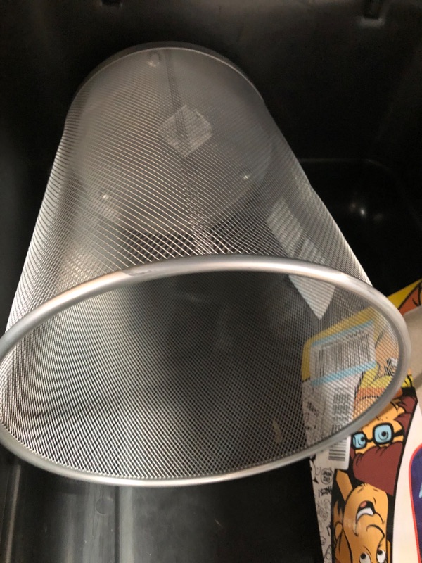 Photo 1 of 5 Gal. Round Mesh Trash Can in Silver