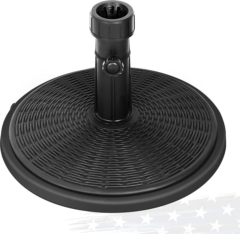 Photo 1 of **used**
FRUITEAM 22LBS Prefilled Patio Umbrella Base, Assembly 17.5" Round Weight Base, 2022 New Pole Holder Heavy Duty Market Table Umbrella Base for Yard/Garden/Deck Porch
