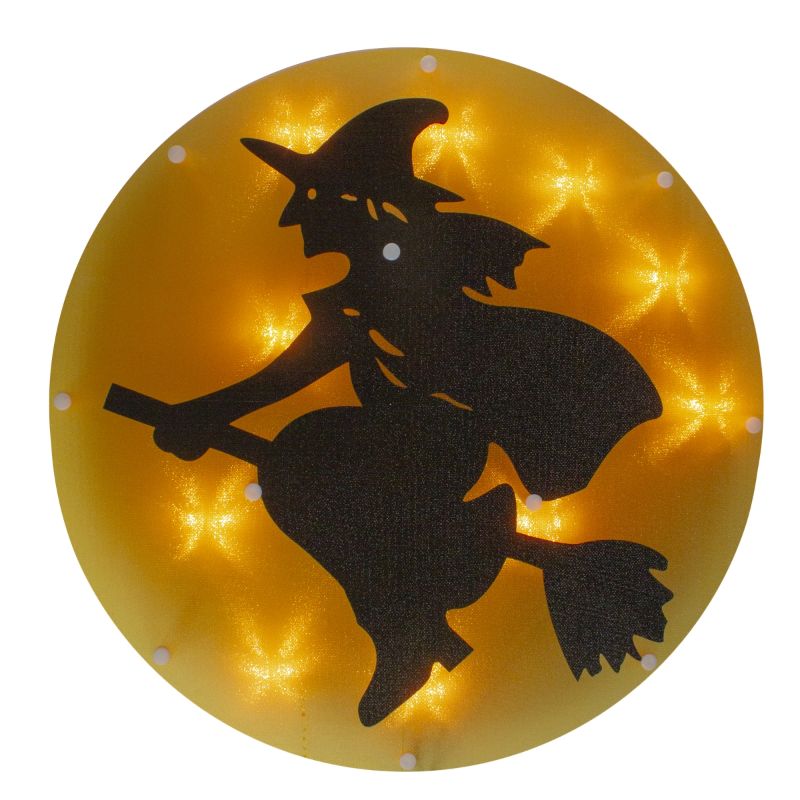 Photo 1 of 34854955 13.75 in. Lighted Witch on Broomstick Halloween Window Silhouette
