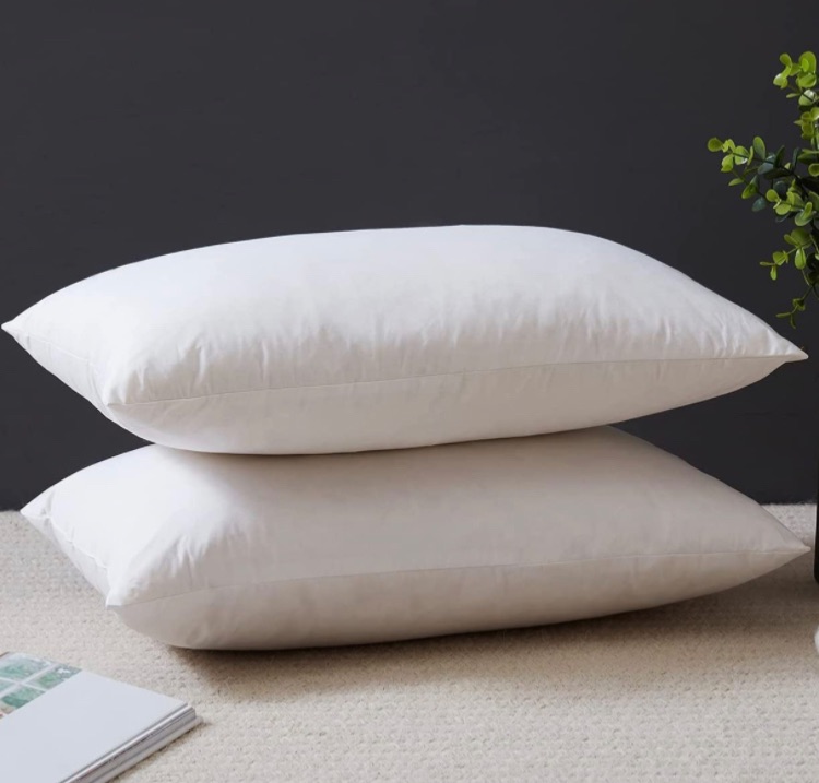 Photo 1 of YSTHER Down Feather Throw Pillow Inserts 14x22 Set of 2 Square Form Sham Stuffer Premium Hypoallergenic Cotton Lumbar White Decorative Sofa Cushion Couch