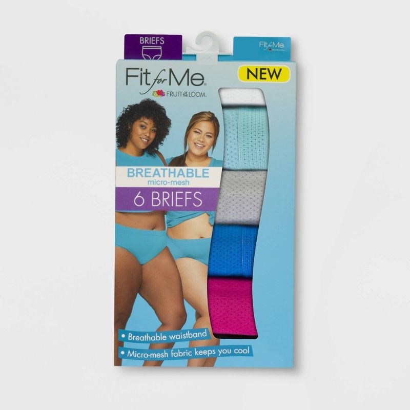 Photo 1 of Fit for Me by Fruit of the Loom Women's Plus 6pk Breathable Micromesh Classic Briefs - Color May Vary size 11 