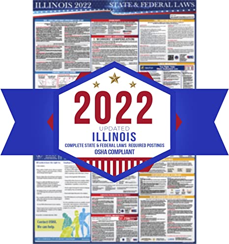 Photo 1 of 2022 Illinois State and Federal Labor Laws Poster - OSHA Workplace Compliant 24" x 36" - All in One Required Posting - Laminated (Poster)
