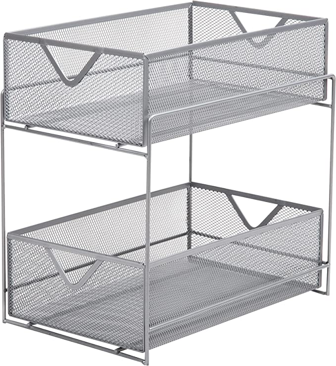 Photo 1 of DAMAGED ITEM
Mind Reader 2 Tier Metal Mesh Storage Baskets Organizer, Home, Office, Kitchen, Bathroom, Silver
