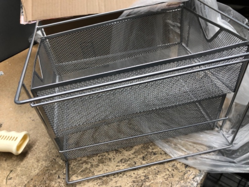 Photo 2 of DAMAGED ITEM
Mind Reader 2 Tier Metal Mesh Storage Baskets Organizer, Home, Office, Kitchen, Bathroom, Silver
