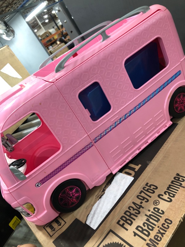 Photo 2 of Barbie Camper Playset With Barbie Accessories, Pool And Furniture, Rolling Vehicle With Campsite Transformation??? [Amazon Exclusive]
