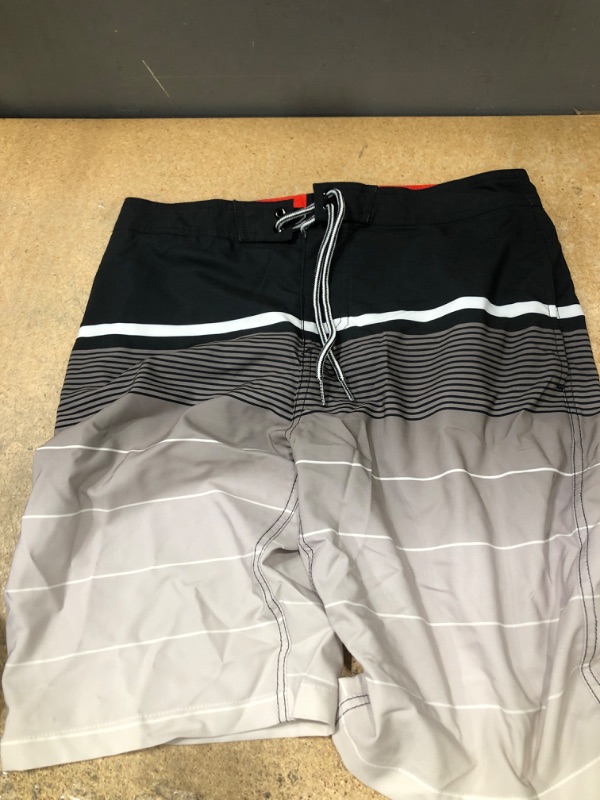 Photo 2 of Men's 10" Striped Board shorts - Goodfellow & Co™ Black/White Size 30

