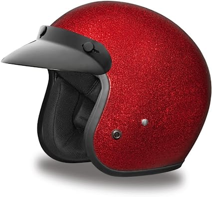 Photo 1 of Daytona Helmets 3/4 Shell Open Face Motorcycle Helmet – DOT Approved [Metal Flake] Red Size Small
