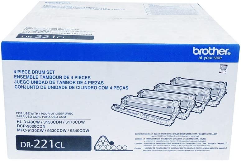Photo 1 of Genuine Brother DR221CL Drum Cartridge (BK,C,Y,M) HL-3140CW 3170CDW MFC-9130CW 9330CDW 9340CDW Drum Set (4 Color Drum Set) (15 000 Yield) by Brother