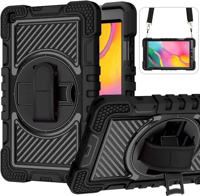 Photo 1 of ZHOGTNEG for Samsung Galaxy TAB A 8.0 SM-T290 T295 Case with 360 Rotating Kickstand Hand/Shoulder Strap Rugged Protective Full Body Heavy Duty Shockproof Tablet Cover for Galaxy Tab A 8.0 2019
