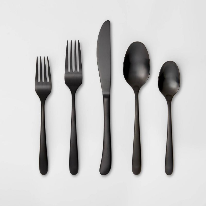 Photo 1 of 5pc Stainless Steel Kayden Silverware Set Matte Black - Threshold™
