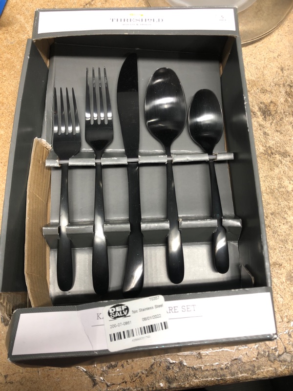 Photo 2 of 5pc Stainless Steel Kayden Silverware Set Matte Black - Threshold™
