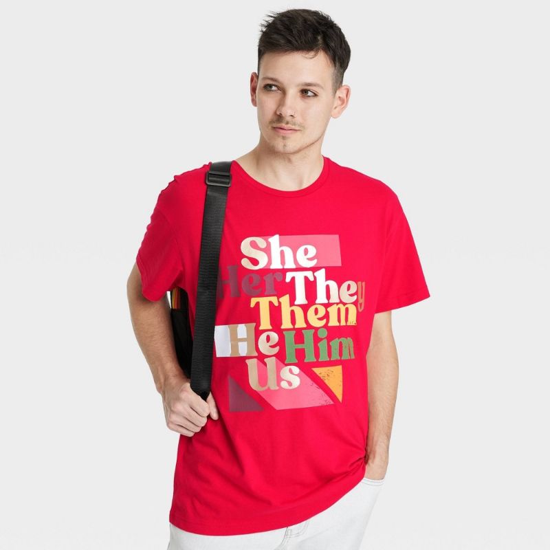 Photo 1 of SIZE LARGE---Pride Adult Pronouns Short Sleeve T-Shirt -

