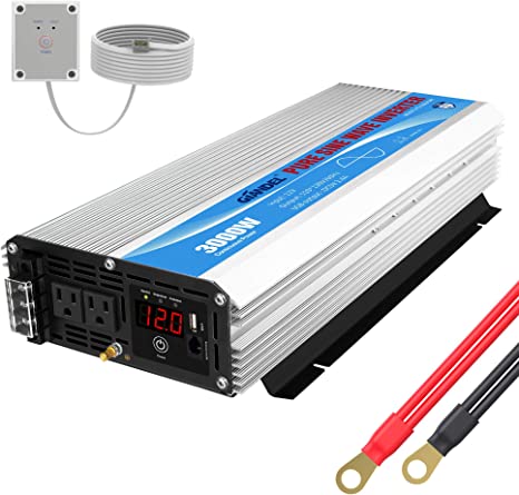 Photo 1 of ***PARTS ONLY*** 
Pure Sine Wave Power Inverter 3000Watt DC 12V to AC120V with Dual AC Outlets with Remote Control and LED Display
