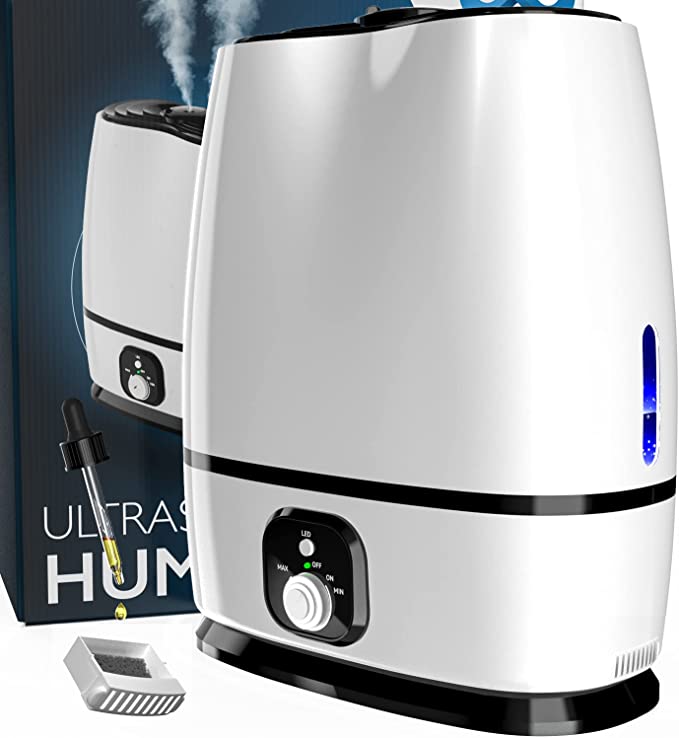 Photo 1 of 50-Hour Ultrasonic Cool Mist Humidifiers for Bedroom (6L) - Quiet, Filterless Humidifiers for Large Room w/ Essential Oils Tray - Small Air Vaporizer for Baby, Kids & Nursery - Everlasting Comfort
