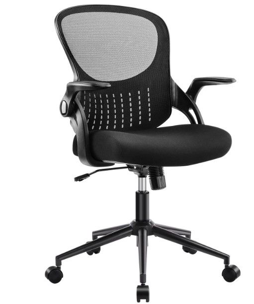 Photo 1 of Office Chair, Ergonomic Desk Chair Mesh Computer Chair with Flip-up Armrests and Adjustable Height, Black
