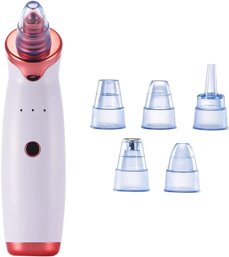 Photo 1 of Blackhead Remover Pore Vacuum Cleaner -VWMYQ Electric Blackhead Remover Vacuum Face Blackhead Pore Cleaner Vacuum Whitehead Remover Tool USB and 5 Different Suction Head Shape(White)
