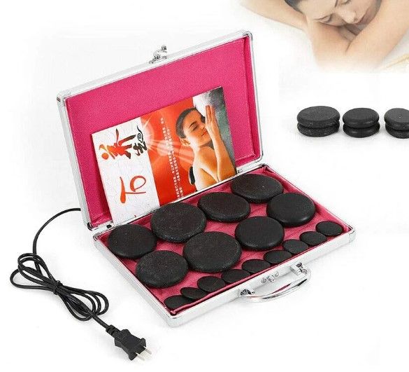 Photo 1 of 16Pcs Basalt Hot Stones Set Hot Rocks Massage Stones Kit with Heater Box for Body Massage (Include Hot Stone)
