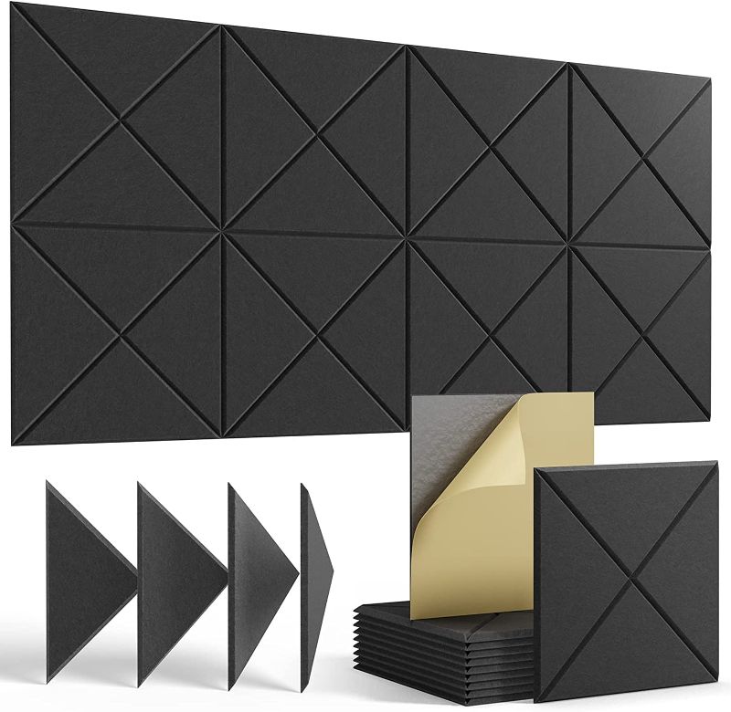 Photo 1 of 20 pack Acoustic Panels Self-Adhesive, 12"X 12"X 0.4"Sound Proof Foam Panels,Soundproof Wall Panels High Density, Acoustic Panels Sound Absorbing for Wall Decoration and Acoustic Treatment-black
