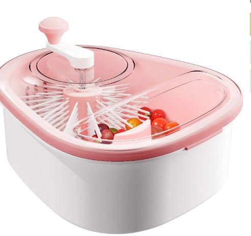 Photo 1 of JOYLOOP Fruit Cleaning Device, Large Fruits Washing Spinner with Bowl, Lid, Colander, Crank and Self-draining System, Fruit and Vegetable Cleaning with Full-Sided Spin Scrubber Brush
