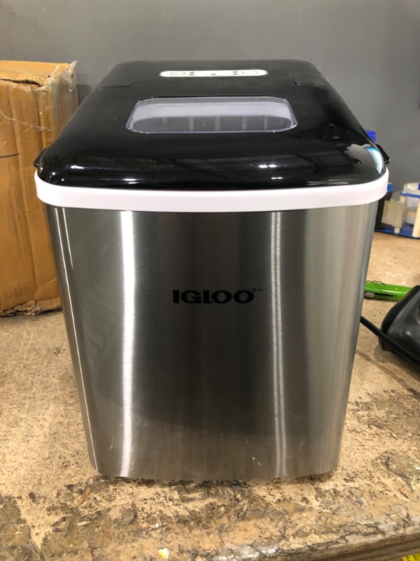 Photo 5 of Igloo Automatic Self-Cleaning Portable Electric Countertop Ice Maker Machine With Handle, 26 Pounds in 24 Hours, 9 Ice Cubes Ready in 7 minutes, With Ice Scoop and Basket, Stainless Steel
