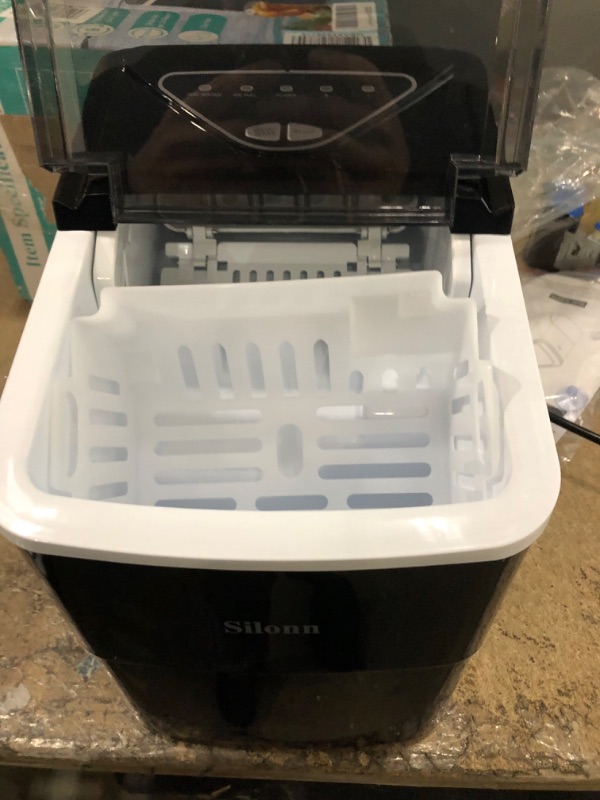 Photo 2 of Silonn Ice Makers Countertop, 9 Cubes Ready in 6 Mins, 26lbs in 24Hrs, Self-Cleaning Ice Machine with Ice Scoop and Basket, 2 Sizes of Bullet Ice for Home Kitchen Office Bar Party
